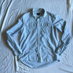 Michael Kors Light Blue Cotton/Line Button Up Shirt size Medium